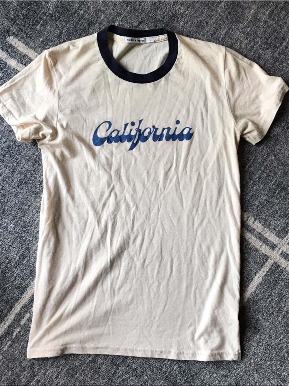 The Rolla's California Ringer Tee in Cream with Navy Script
